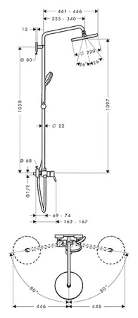 Душевая стойка Hansgrohe Croma 27222000