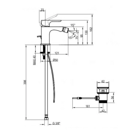 Смеситель для биде Villeroy&Boch O.novo, однорычажный, TVB10420111061 Смеситель для биде Villeroy&Boch O.novo, однорычажный, TVB10420111061