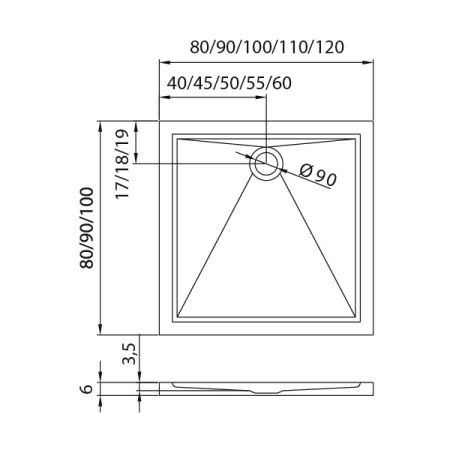 Душевой поддон New Trendy CANTARE 90x90x6 (var 1) Душевой поддон New Trendy CANTARE 90x90x6 (var 1)