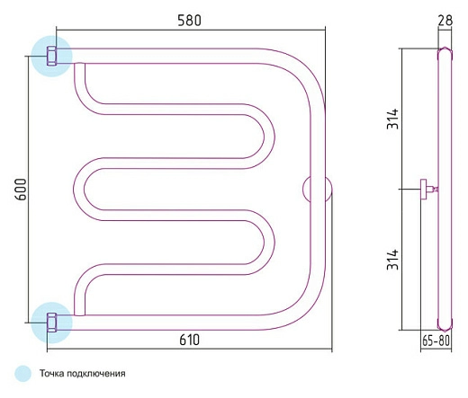 Полотенцесушитель водяной Сунержа Лира 60x60