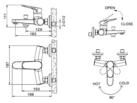 Смеситель Bravat Eler F6191238CP-01 для ванны с душем Смеситель Bravat Eler F6191238CP-01 для ванны с душем