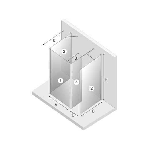 Душевая перегородка walk-in New Trendy NEW MODUS 100x200 (var 5) Душевая перегородка walk-in New Trendy NEW MODUS 100x200 (var 5)