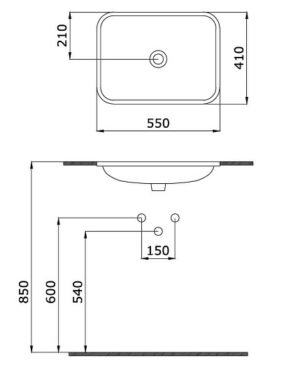 Раковина встраиваемая снизу Bocchi Scala Arch 55x41, белая