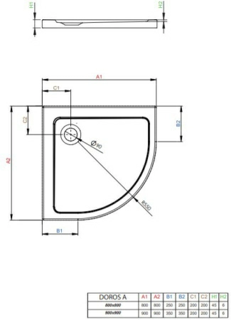 Душевой поддон Radaway DOROS A 80x80