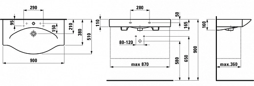 Раковина Laufen Palace 8.1170.2.000.104.R, 90 см