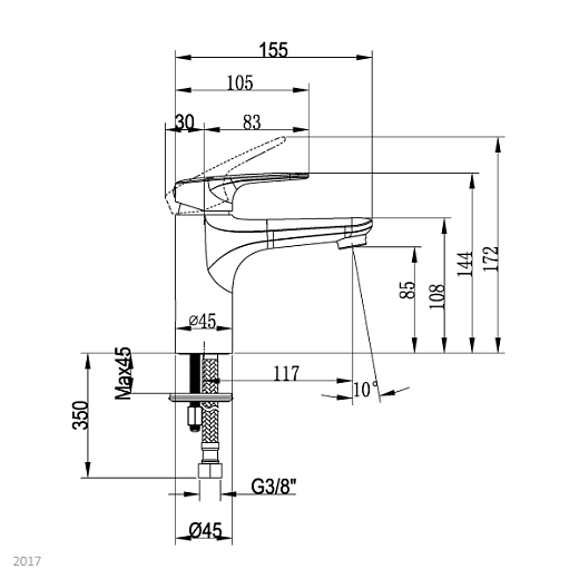 Смеситель Villeroy&Boch O.Novo Start, однорычажный, TVW10510311061