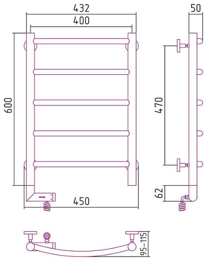 Полотенцесушитель электрический Сунержа Галант 2.0 60х40