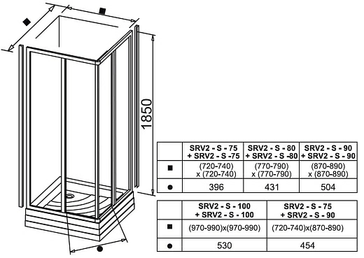 Душевая дверь Ravak Supernova SRV2-S+SRV2-S-90 сатин+транспарент
