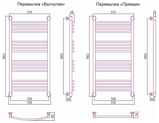 Полотенцесушитель водяной Сунержа Богема+ 1000x500