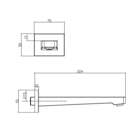 Излив для ванны Villeroy&Boch Architectura Square, TVT12500200061 Излив для ванны Villeroy&Boch Architectura Square, TVT12500200061
