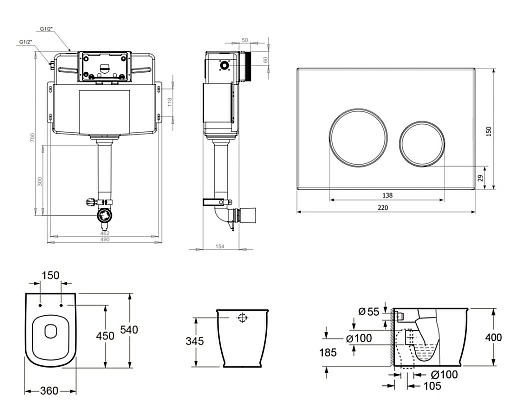 Комплект инсталляции и унитаза 4 в 1 Lavinia Boho Relfix Bell Pro 77060210