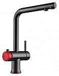 Смеситель Omoikiri Hotaru R 4994026 для кухни под фильтр, вороненая сталь с красным