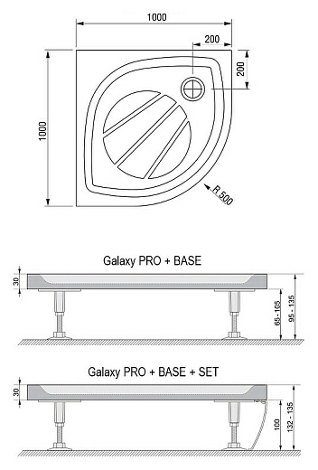 Поддон для душа Ravak Elipso Pro-100