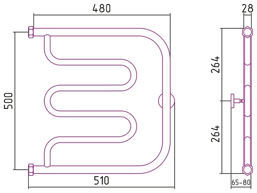 Полотенцесушитель водяной Сунержа Лира+ 500х500