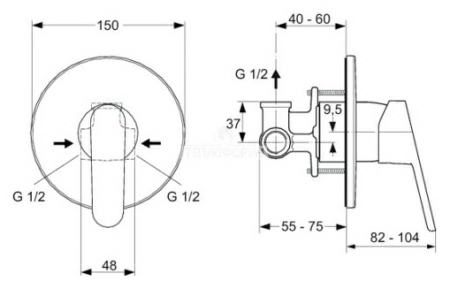 Смеситель Ideal Standard Ceraplan 2 A5960AA для душа Смеситель Ideal Standard Ceraplan 2 A5960AA для душа