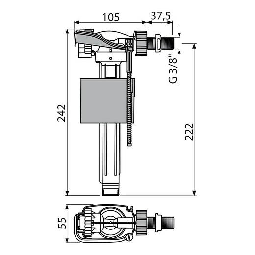 Впускной механизм с боковой подводкой и металлической резьбой для керамических бочков