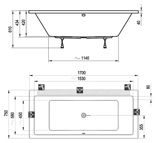 Акриловая ванна Ravak Formy 01 170