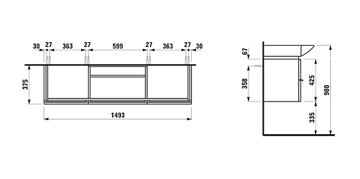 Тумба под раковину Laufen Palace New 4.0135.1.075.463.1