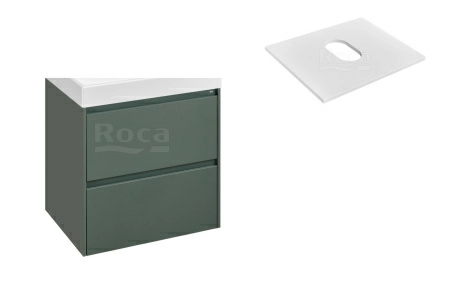 Тумба под раковину Ona 60х45х56,5 см, зеленый матовый, со столешницей, Roca Тумба под раковину Ona 60х45х56,5 см, зеленый матовый, со столешницей, Roca
