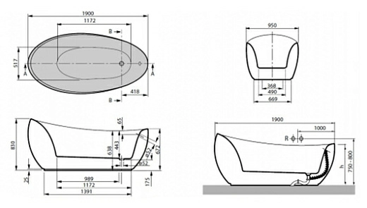 Квариловая ванна Villeroy & Boch Aveo new generation UBQ194AVE9T1V-01 alpin, бесшовная