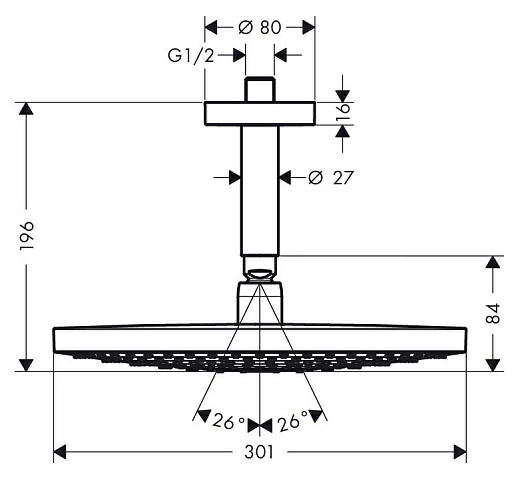 Верхний душ Hansgrohe Raindance Select S 300 2jet 27337000 Верхний душ Hansgrohe Raindance Select S 300 2jet 27337000