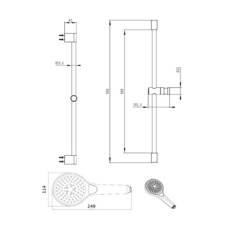 Душевой комплект Villeroy&Boch Embrace PLUS, 3 режима, TVS1089000161 Душевой комплект Villeroy&Boch Embrace PLUS, 3 режима, TVS1089000161