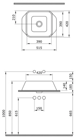 Раковина Bocchi Elba 1005-006-0125, серая