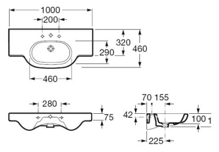 Раковина Roca Meridian-N 32724B000, 100 x 46 см