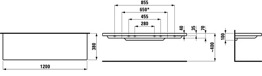 Столешница под умывальник Laufen Palace 870434 120x38x10