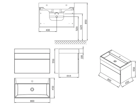 Тумба под умывальник Ravak SD Natural 800 X000001052, белая