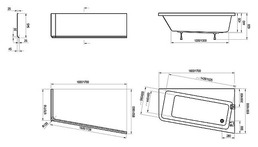 Акриловая ванна Ravak 10° 160*95 P C841000000