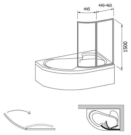 Шторка на ванну Ravak VSK2 Rosa 140 R Transparent Шторка на ванну Ravak VSK2 Rosa 140 R Transparent