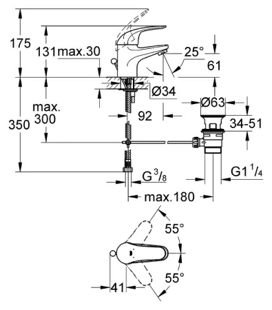 Смеситель Grohe Euroeco 23262000 для раковины Смеситель Grohe Euroeco 23262000 для раковины