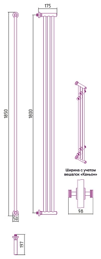 Полотенцесушитель водяной Сунержа Хорда ПП 1800х195