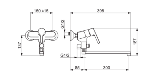 Смеситель для ванны и душа Oras Saga Style 3942HY