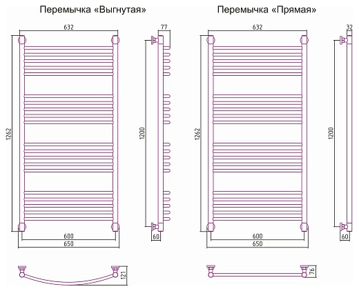 Полотенцесушитель водяной Сунержа Богема+ 1200x600