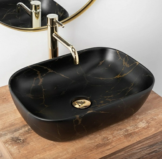 Умывальник Rea BELINDA Black Marble Matt 46,5x33,5