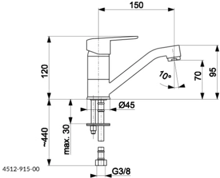 Смеситель Armatura German oднорычажный, для умывальника 4512-915-00