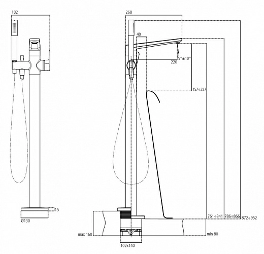 Смеситель Ideal Standard Tonic II напольный для ванны с душем, хром, A6347AA