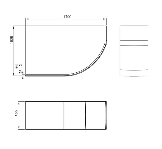 Акриловая ванна Lavinia Boho Grance Hill 170*105 см, угловая L