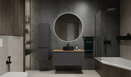 Тумба под умывальник Cossety 100 подвесная Антрацит/Дуб Крафт золотой