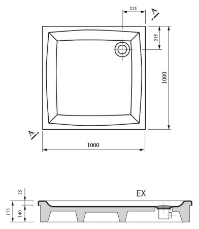 Поддон для душа Ravak Perseus-100 EX под облицовку Поддон для душа Ravak Perseus-100 EX под облицовку