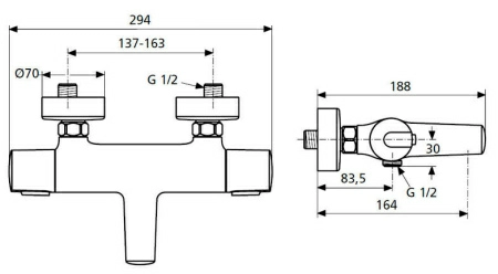 Термостат Ideal Standard Ceratherm 100 New A4623AA для ванны с душем Термостат Ideal Standard Ceratherm 100 New A4623AA для ванны с душем