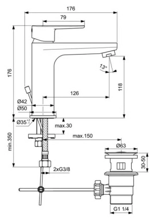 Смеситель Ideal Standard Cerafine Model O для раковины, хром, BC496AA Смеситель Ideal Standard Cerafine Model O для раковины, хром, BC496AA