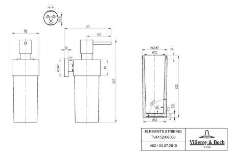 Дозатор для мыла Villeroy&Boch Elements, TVA15200700061 Дозатор для мыла Villeroy&Boch Elements, TVA15200700061