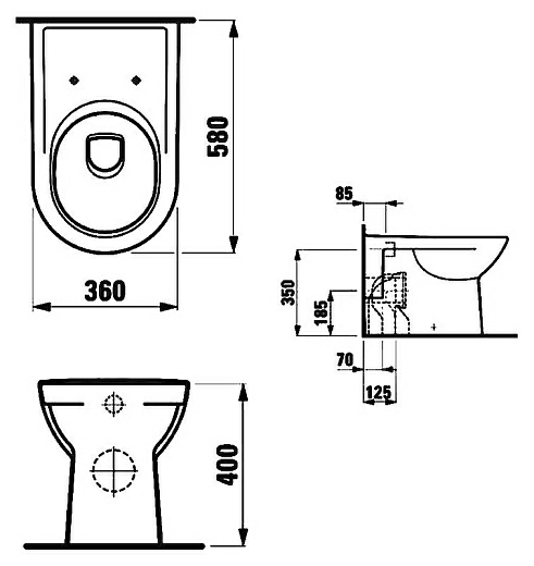 Унитаз приставной Laufen Pro 2295.1.000.000.1 Унитаз приставной Laufen Pro 2295.1.000.000.1