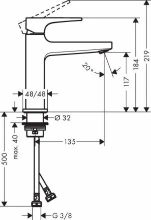 Смеситель Hansgrohe Metropol 32507340 для раковины, черный хром