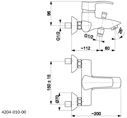 Смеситель Armatura Kwarc oднорычажный, для ванны 4204-010-00
