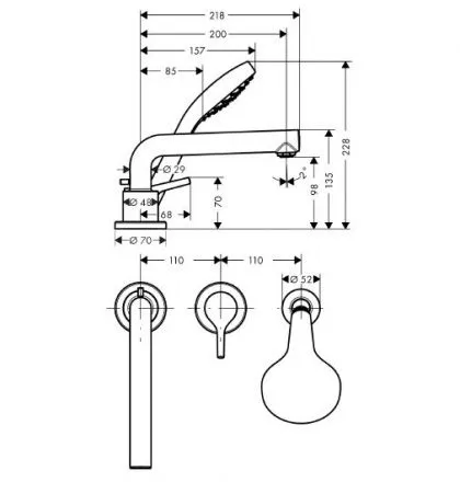 Смеситель Hansgrohe Talis S 72417000 на борт ванны, на 3 отверстия, хром