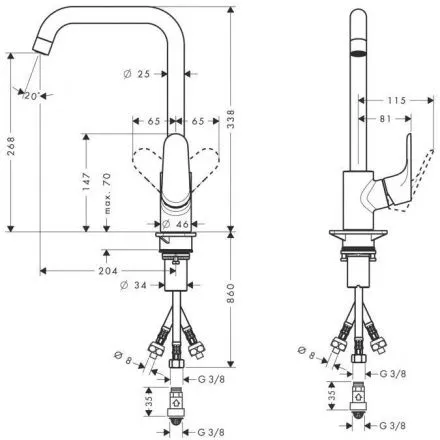 Смеситель Hansgrohe Focus 31822000 260 для кухонной мойки